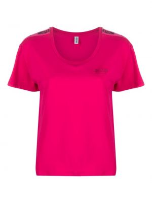 T-shirt a righe Moschino rosa