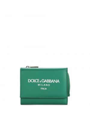 Dabīgās ādas maku ar apdruku Dolce & Gabbana zaļš