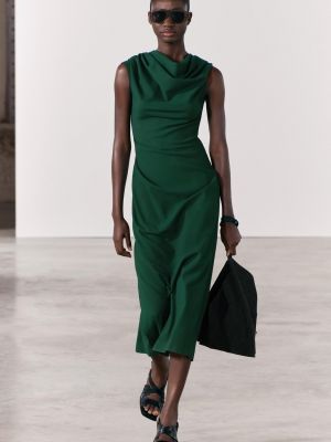 Платье-карандаш с драпировкой Zara зеленое
