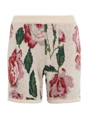 Pantaloni scurți de lână cu model floral din jacard Magda Butrym