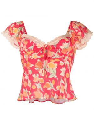 Geblümt bluse mit print Rixo pink