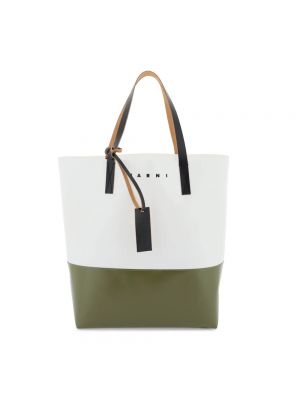 Shopper handtasche mit print mit taschen Marni grün