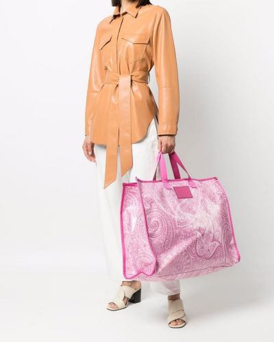 Shopper handtasche mit print mit paisleymuster Etro pink