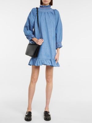 Bavlnené mini šaty Rixo modrá