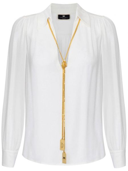 Applikation krave bluse Elisabetta Franchi hvid