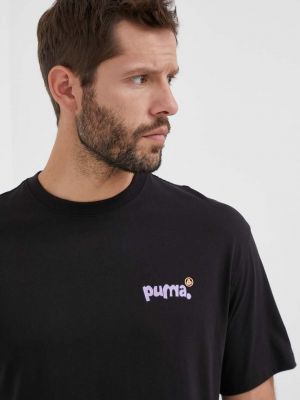 Хлопковая футболка с принтом Puma черная