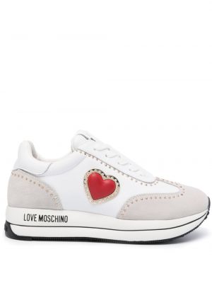 Sneakersy skórzane w serca Love Moschino
