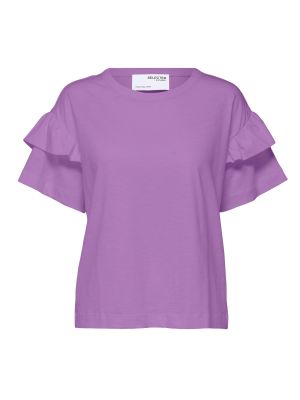 Marškinėliai Selected Femme violetinė