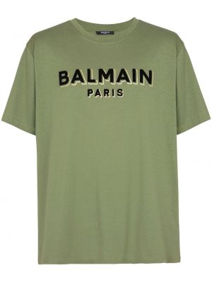 Bombažna majica Balmain zelena