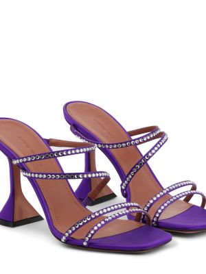 Saténové sandály Amina Muaddi fialové