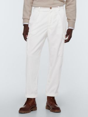 Bavlněné cargo kalhoty Brunello Cucinelli bílé
