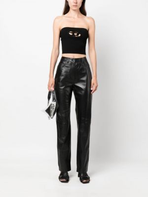 Spodnie skórzane slim fit Calvin Klein czarne