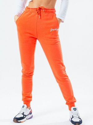 Hype Pantaloni SIGNATURE femei, culoarea portocaliu, material neted