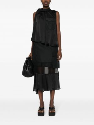 Asymetrické midi sukně Sacai černé