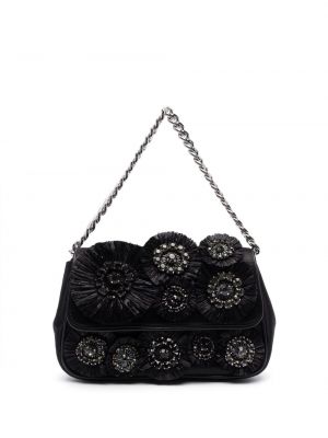 Kvetinová nákupná taška Alberta Ferretti čierna