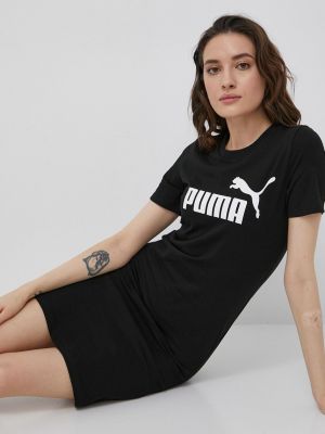 Bavlněné přiléhavé mini šaty Puma - černá