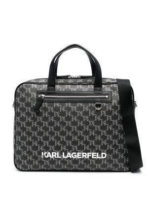 Kožená taška na notebook s potiskem Karl Lagerfeld