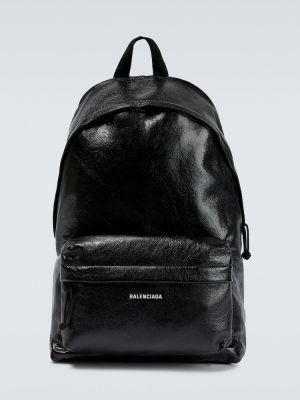 Kožni ruksak Balenciaga crna