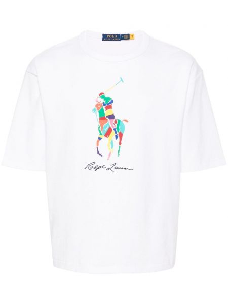 Kokvilnas polo krekls ar apdruku Polo Ralph Lauren balts