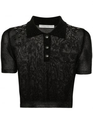 Polo marškinėliai su spygliais Alessandra Rich juoda