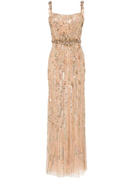 Ίσιο φόρεμα με κέντημα Jenny Packham χρυσό