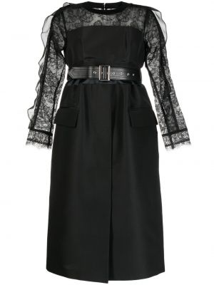 Csipkés midi ruha Sacai fekete