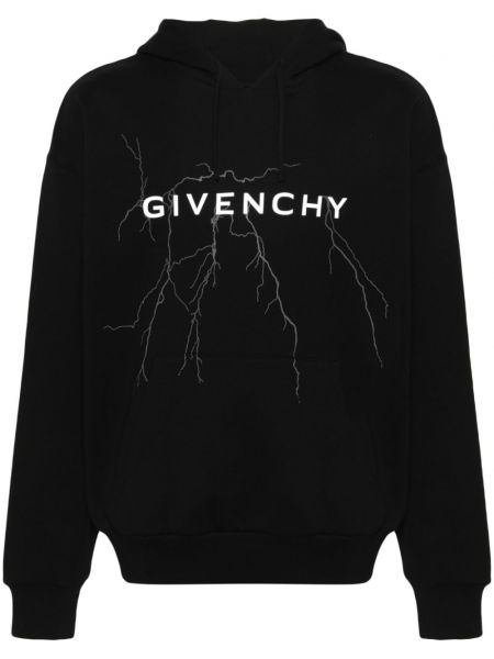 Pamučna hoodie s kapuljačom s printom Givenchy crna
