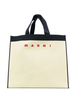 Borsa shopper in tessuto jacquard Marni marrone