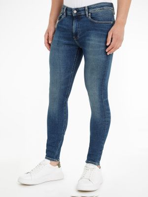 Pantalones skinny de algodón Calvin Klein Jeans azul