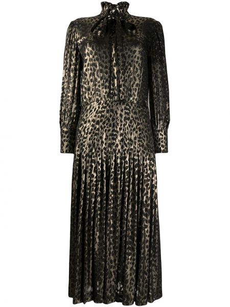 Плисирана миди рокля с принт с леопардов принт Saint Laurent