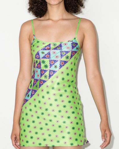 Mini vestido con estampado con estampado geométrico Frankies Bikinis verde
