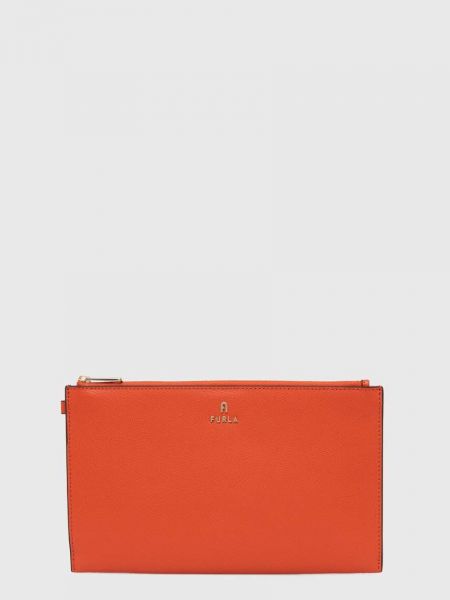 Bőr estélyi táska Furla narancsszínű