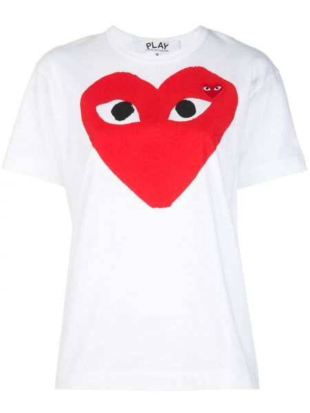 Südametega jersey t-särk Comme Des Garçons Play valge