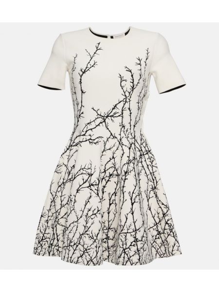 Jacquard kjole med krage Alexander Mcqueen hvit