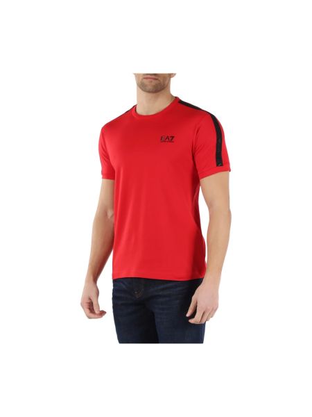 Koszulka bawełniana z nadrukiem Emporio Armani Ea7 czerwona
