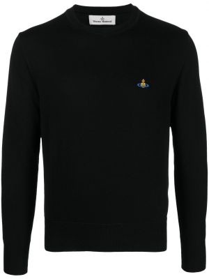 Bombažni pulover z vezenjem Vivienne Westwood črna