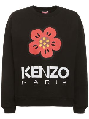 Bluza bawełniana w kwiatki Kenzo Paris czarna