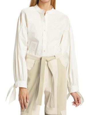 Поплиновая рубашка на пуговицах sonya с рюшами Jonathan Simkhai Ivory