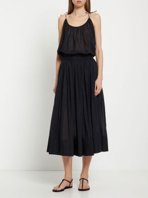 Bavlněné hedvábné midi sukně Tory Burch černé