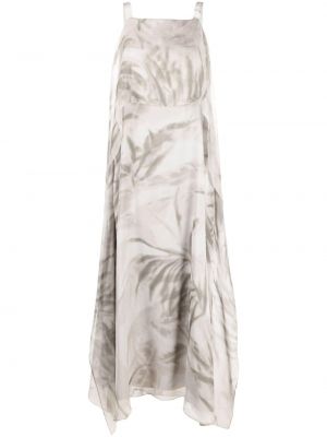 Копринена макси рокля с принт Antonelli сиво
