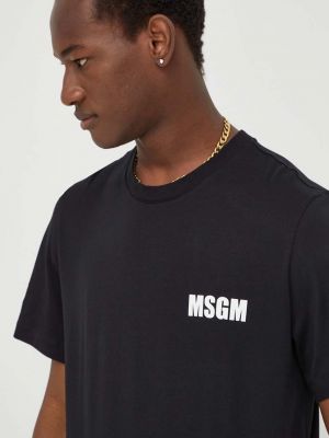 Czarna koszulka bawełniana z nadrukiem Msgm