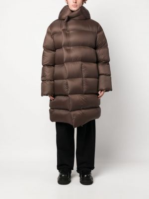 Oversized kabát s kapucí Rick Owens hnědý