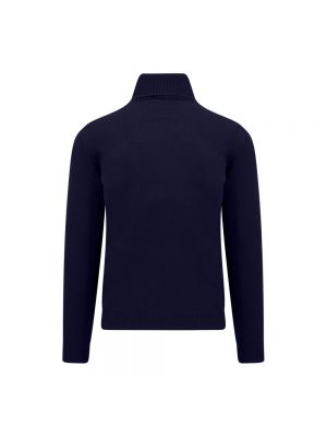 Jersey cuello alto de lana con cuello alto de tela jersey Roberto Collina azul