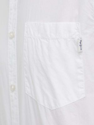 Koszula jeansowa na guziki bawełniana puchowa Pepe Jeans biała
