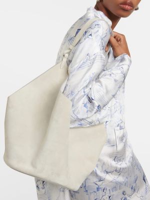 Shopper torbica od brušene kože Khaite siva