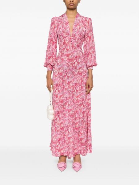 Rovné šaty s potiskem s abstraktním vzorem Rixo růžové