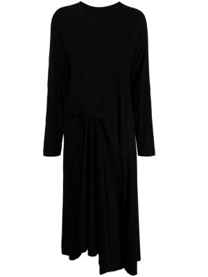 Drapované dlouhé šaty Yohji Yamamoto černé