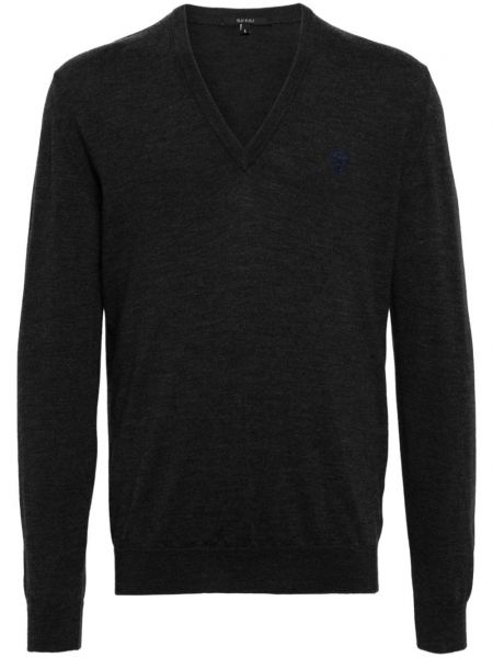 Вълнен пуловер с v-образно деколте Gucci сиво