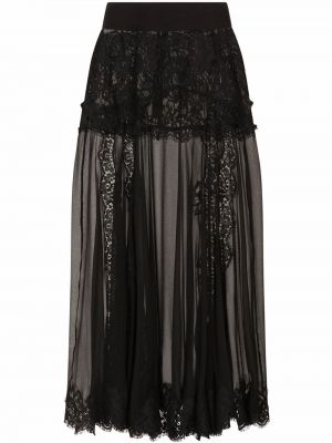 Midi suknja s čipkom Dolce & Gabbana crna