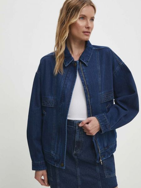 Kurtka jeansowa bawełniana oversize Answear Lab niebieska